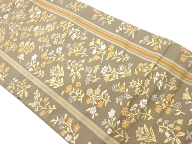 JAPANESE NAGOYA OBI / WOVEN FLORAL PLANTS